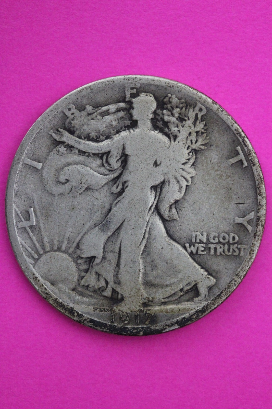 1917 S Reverse Mint Mark Walking Liberty Walker Half Dollar Coin Authentic 0437N