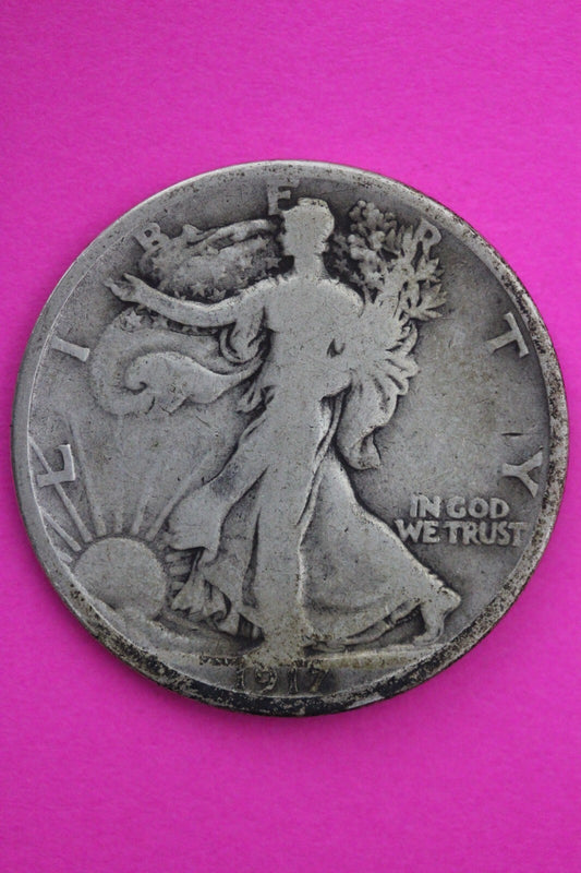 1917 S Reverse Mint Mark Walking Liberty Walker Half Dollar Coin Authentic 0437N