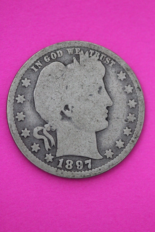 1897 O Barber Liberty Silver Quarter Scarce Semi Key Date New Orleans Mint 06