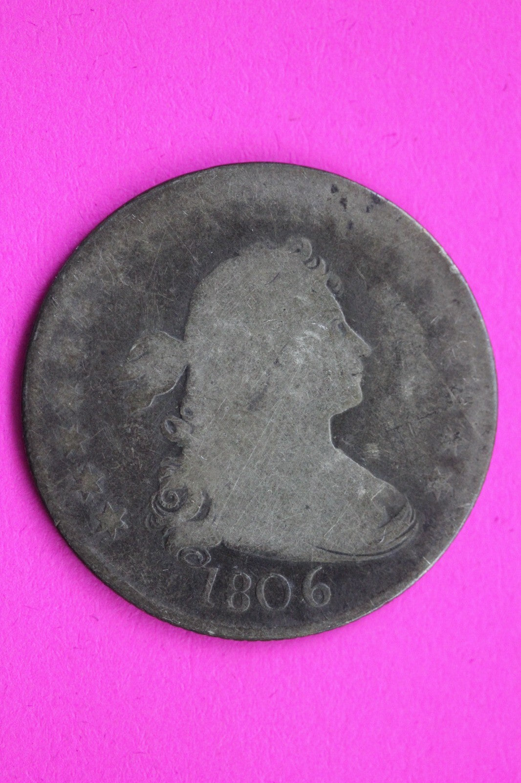 1806 Draped Bust Quarter Lady Liberty Rare Silver Key Date Coin Authentic 0873N