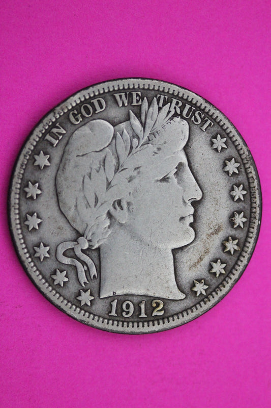 1912 P Barber Liberty Half Dollar Scarce Semi Key Date Silver Old Coin 0023