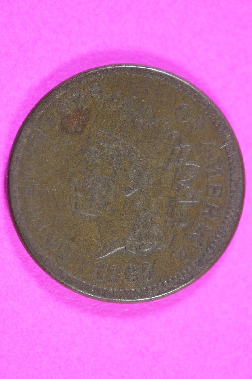 1865 Bronze Indian Head Cent Penny Rare Early Type Coin Exact Coin Pictured 269