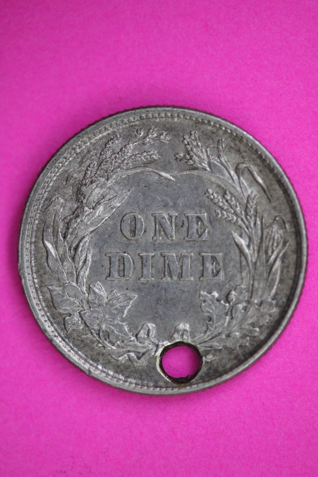 High Grade Hole 1892 Barber Liberty Dime Silver Coin Guaranteed Authentic 3013