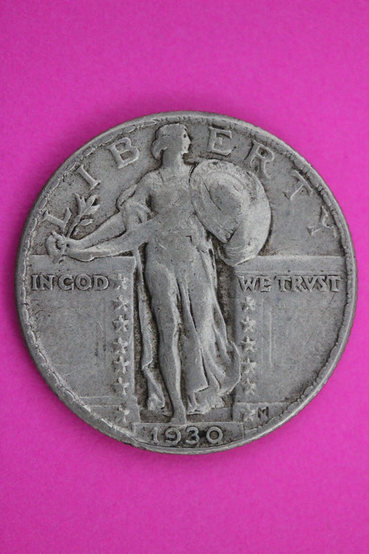 High Grade Full Date 1930 P  Standing Liberty Silver Quarter Key Date Coin 19