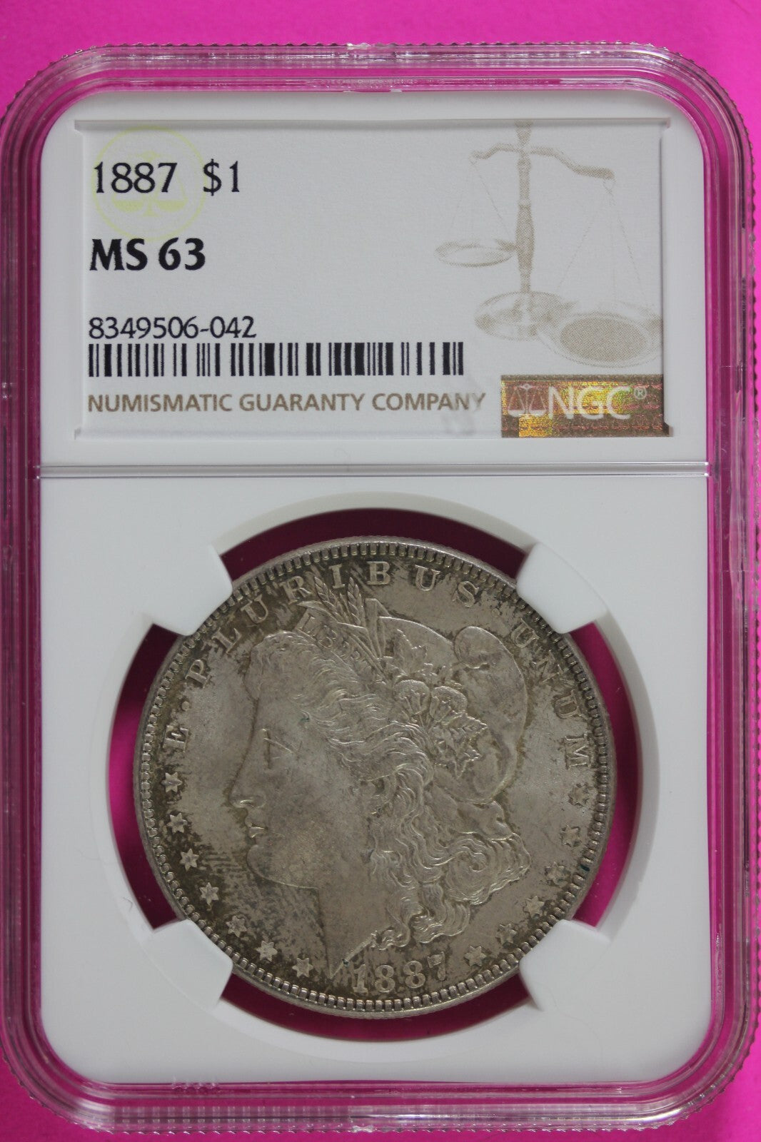 1887 P MS 63 Liberty Morgan Silver Dollar NGC Certified Graded Authentic 651