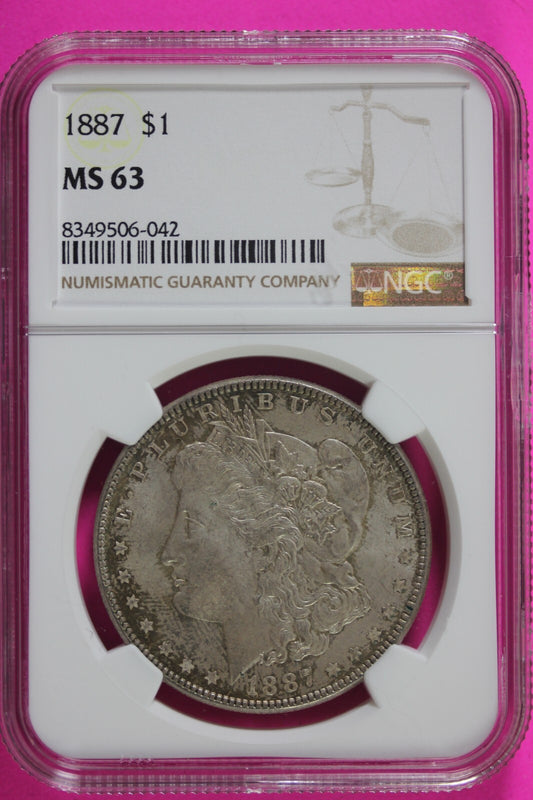 1887 P MS 63 Liberty Morgan Silver Dollar NGC Certified Graded Authentic 651