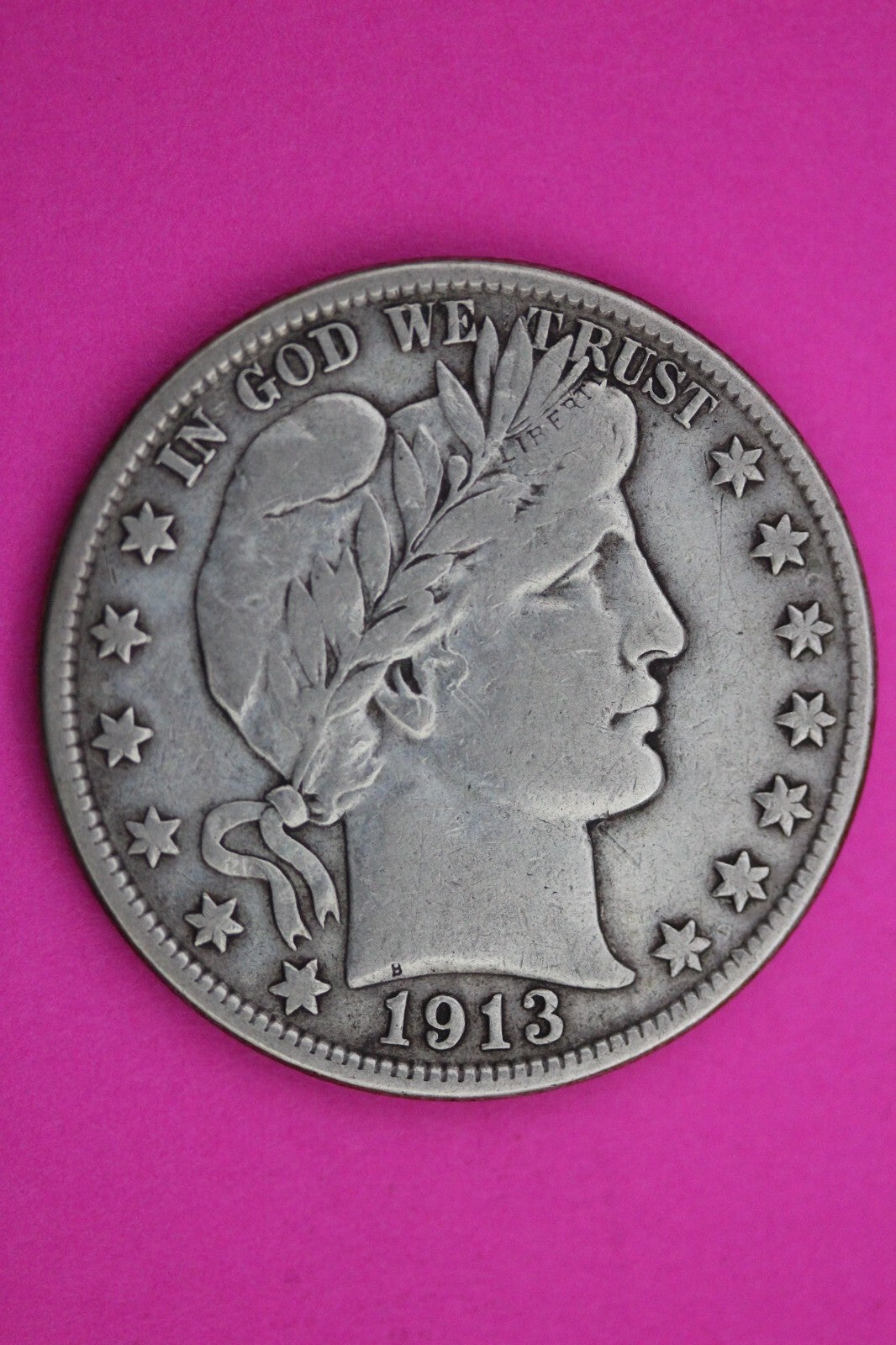 1913 D Barber Liberty Half Dollar Scarce Semi Key Date Silver Old Coin 0024