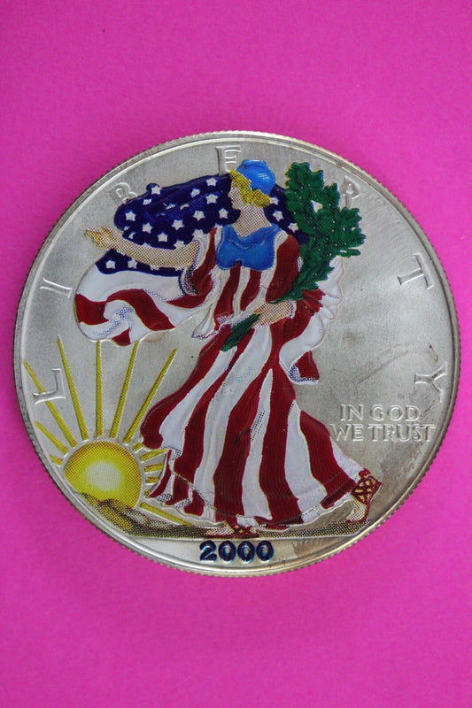Colorized 2000 American Silver Eagle 1 Ounce .999 Fine Exact Coin Shown N0491