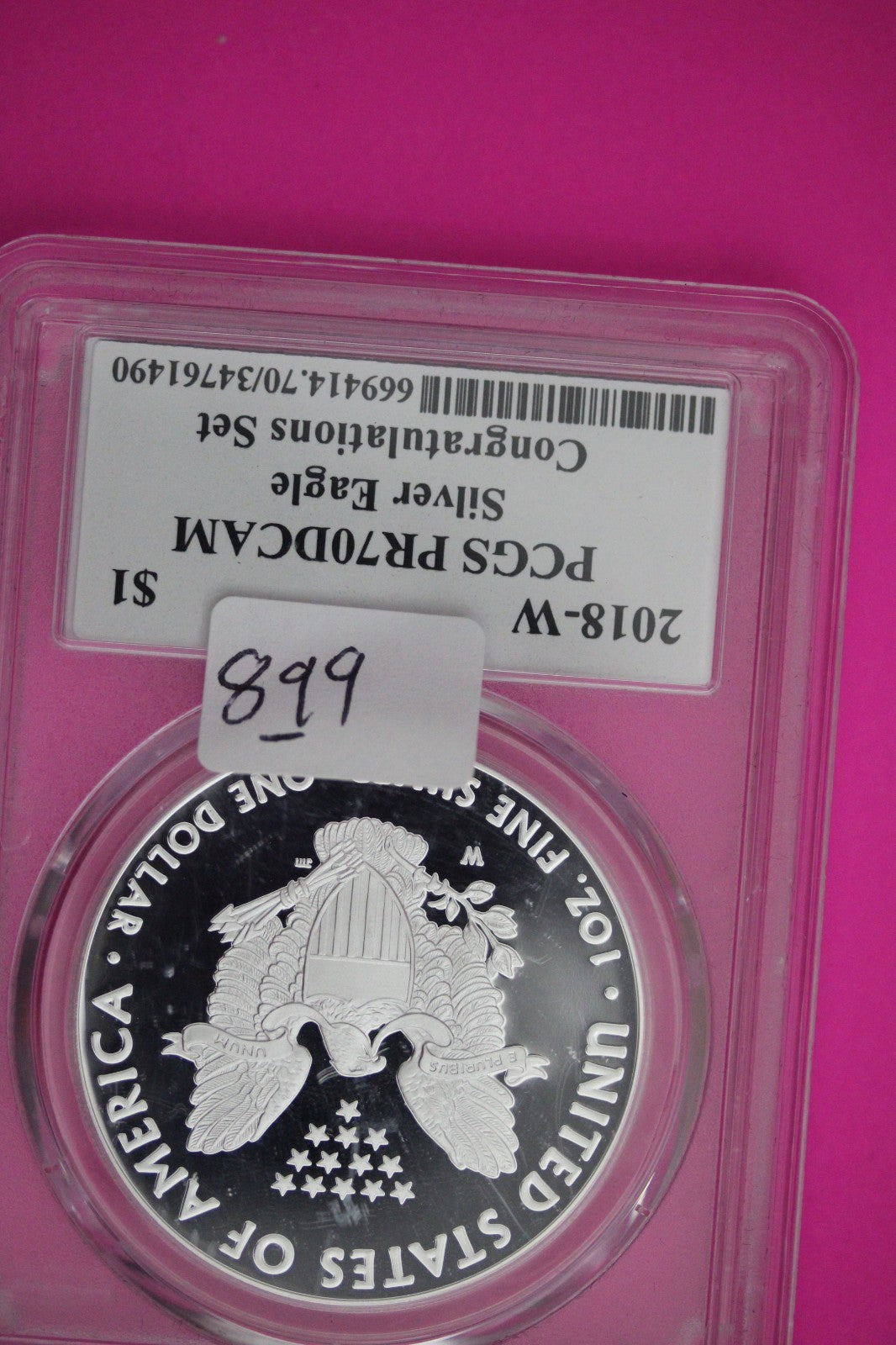 2018 W PR 70 Silver Eagle From Congratulations Set Proof DCAM 1 OZ PCGS Slab 899