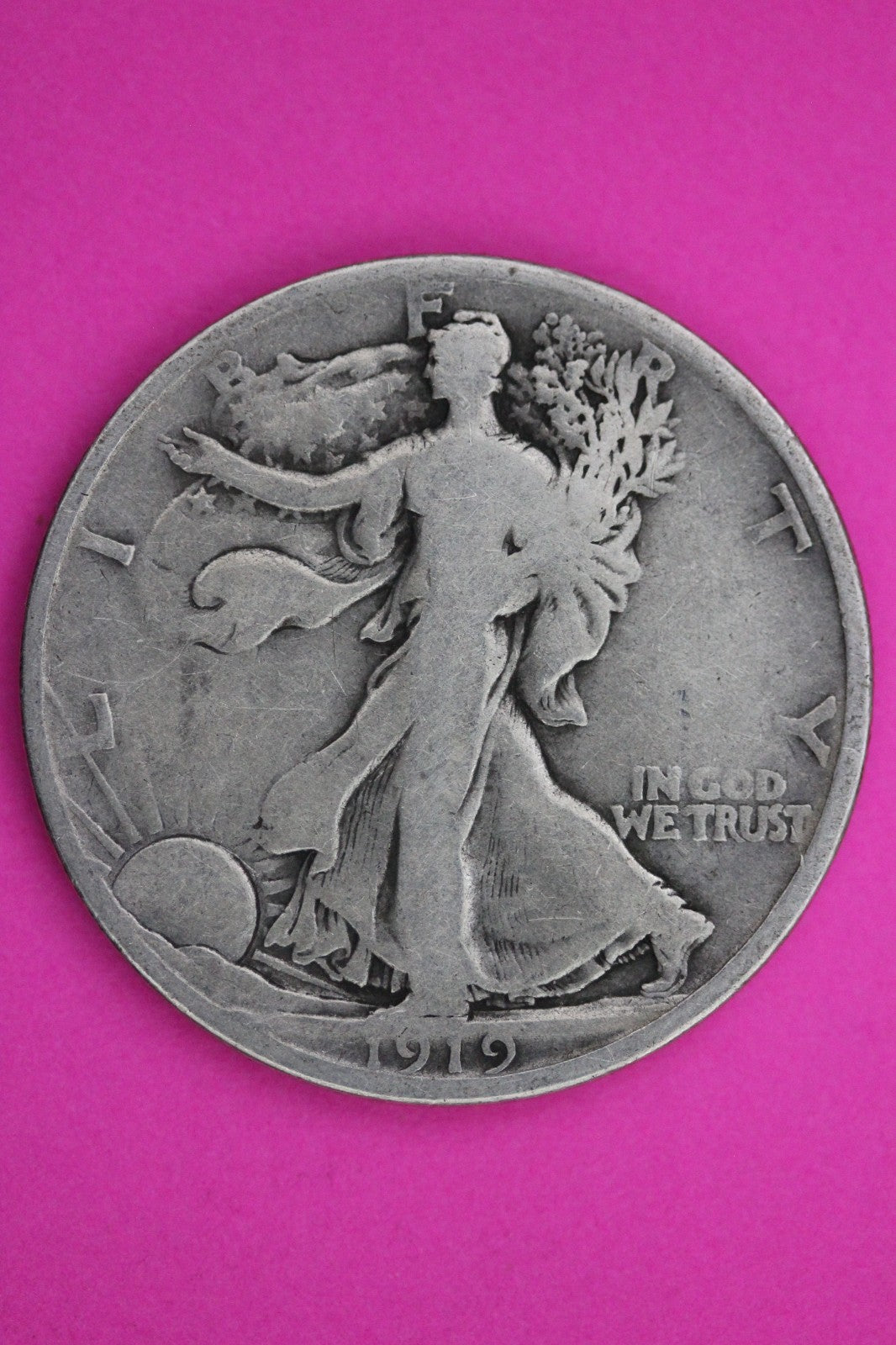 1919 D Walking Liberty Silver Half Dollar Guaranteed Authentic Genuine Coin 2350