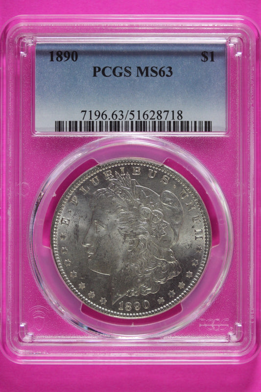 Toned 1890 P MS 63 Liberty Morgan Silver Dollar PCGS Certified Graded Slab 913