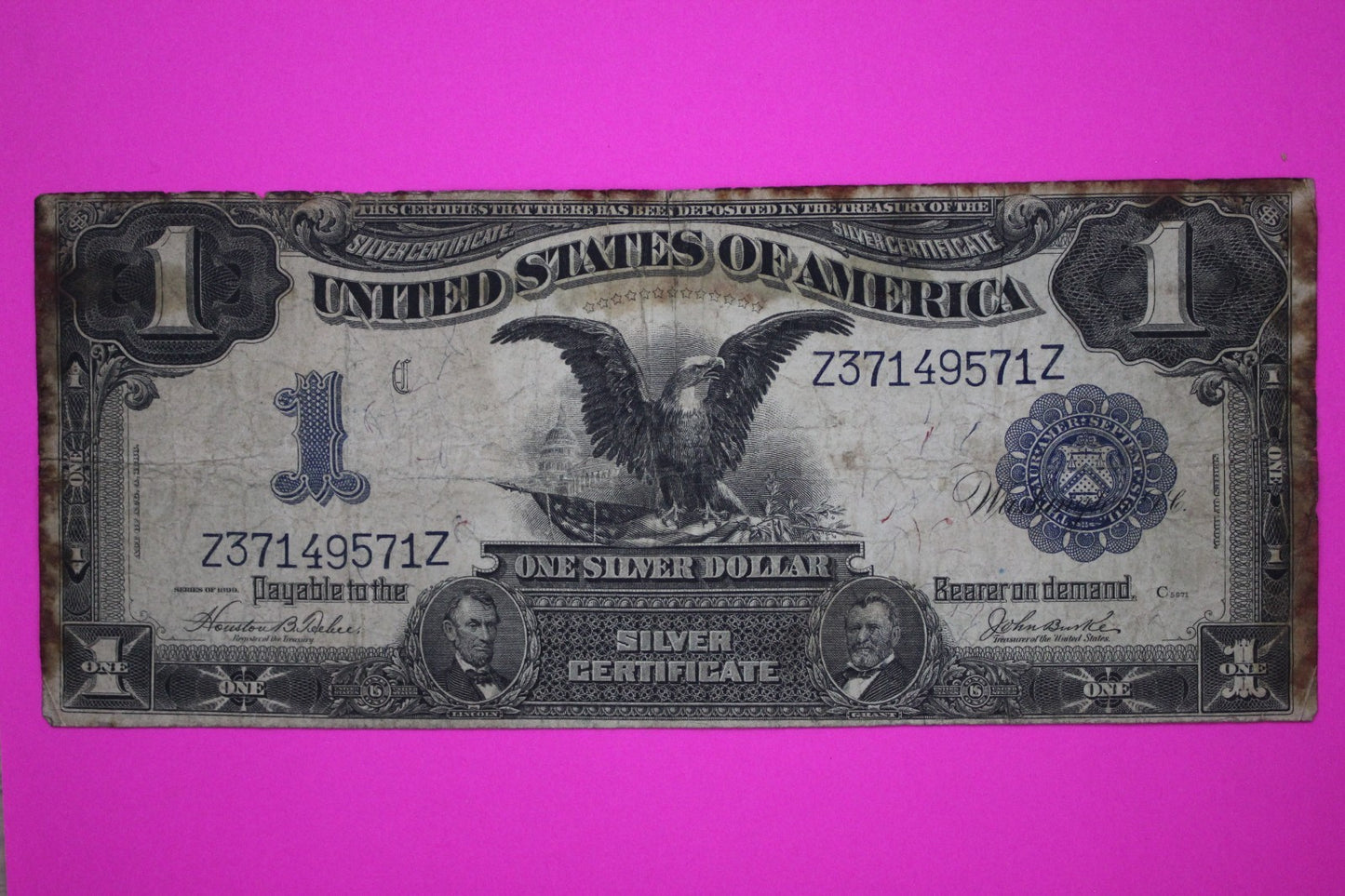 1899 $1 One Dollar Black Eagle Silver Certificate FR 233 Guaranteed Authentic 09