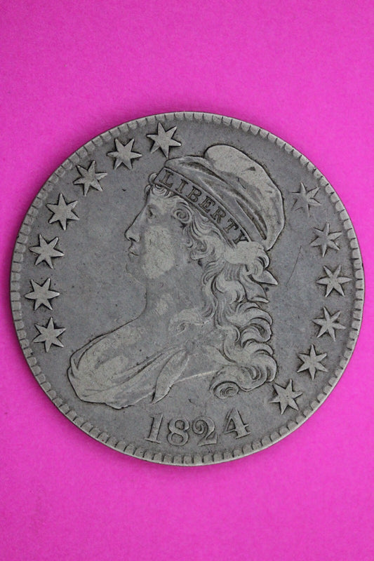 1824/4 Cap Bust Liberty Half Dollar Silver Rare Semi Key Date Coin 0394N