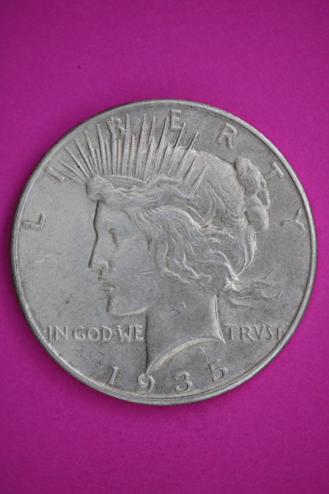 1935 P Peace Lady Liberty Semi Key Date Silver Dollar Guaranteed Authentic 2728