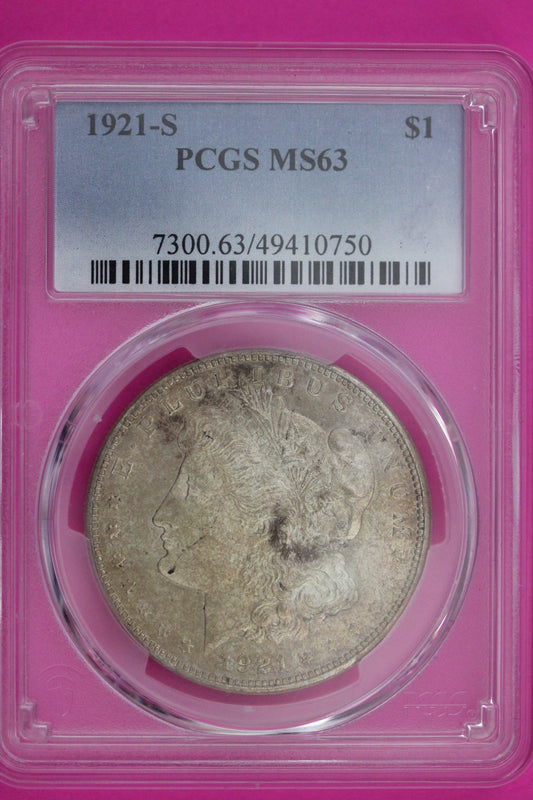 1921 S MS 63 Liberty Morgan Silver Dollar PCGS Certified Authentic Slab 1150