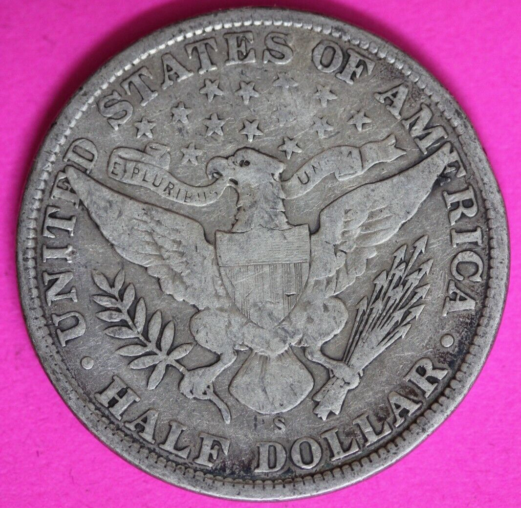 1909 S Barber Liberty Half Dollar Silver Coin Better Grade San Francisco Mint 91