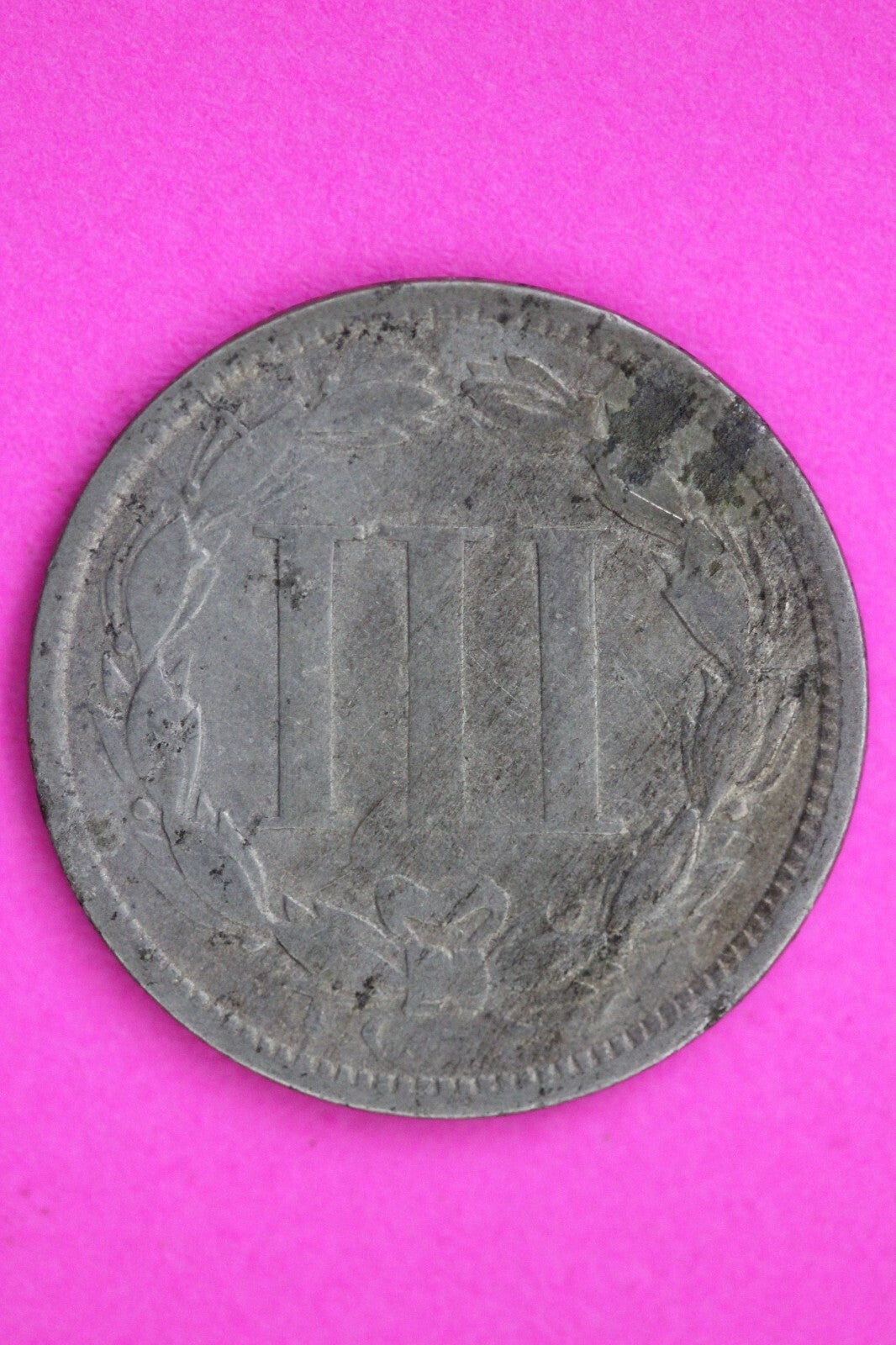 1866 Three 3 Cent Nickel Scarce Type Coin Guaranteed Authentic & Genuine 0734N