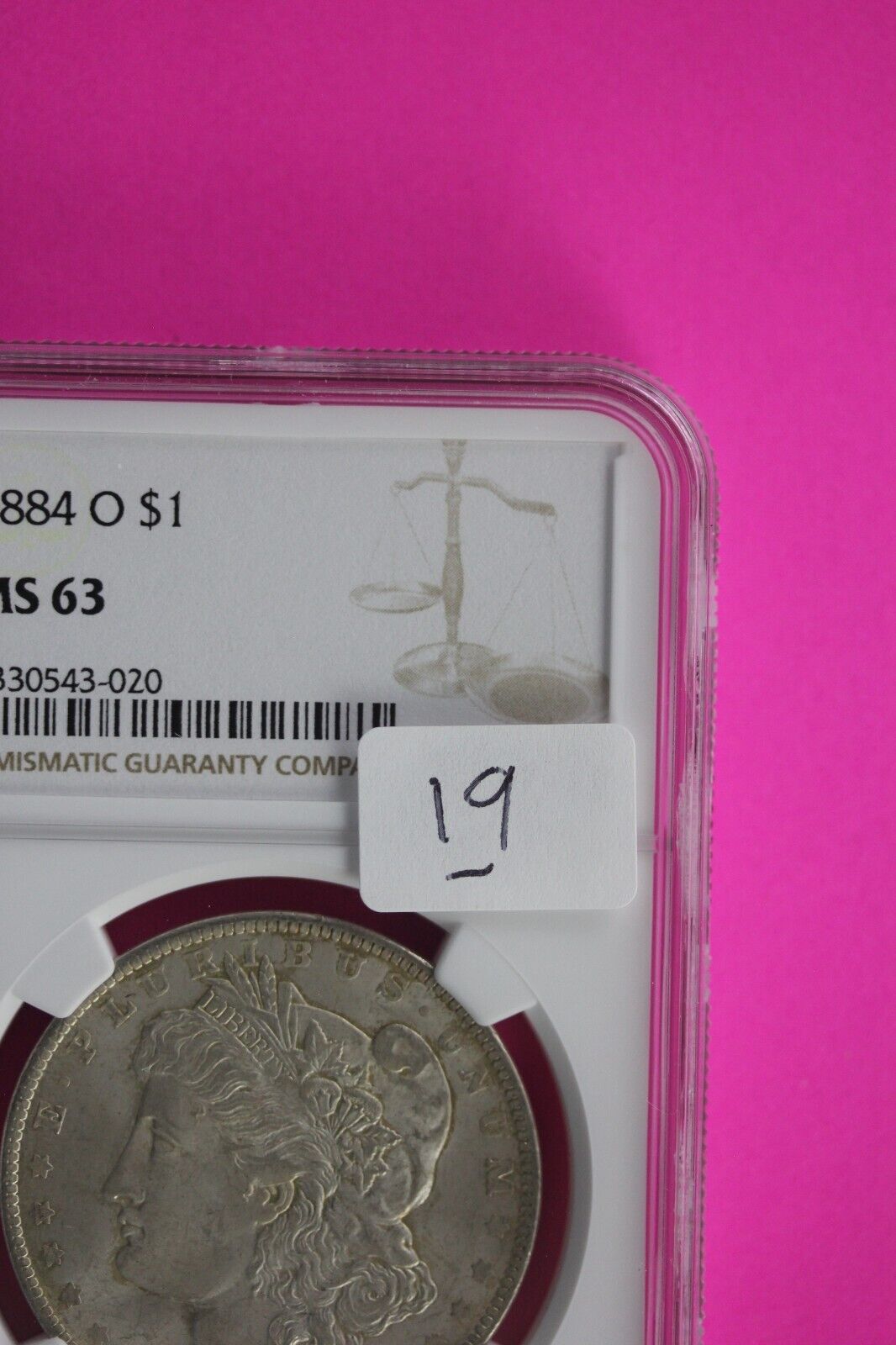1884 O MS 63 Liberty Morgan Silver Dollar NGC Certified Graded Authentic Slab 19