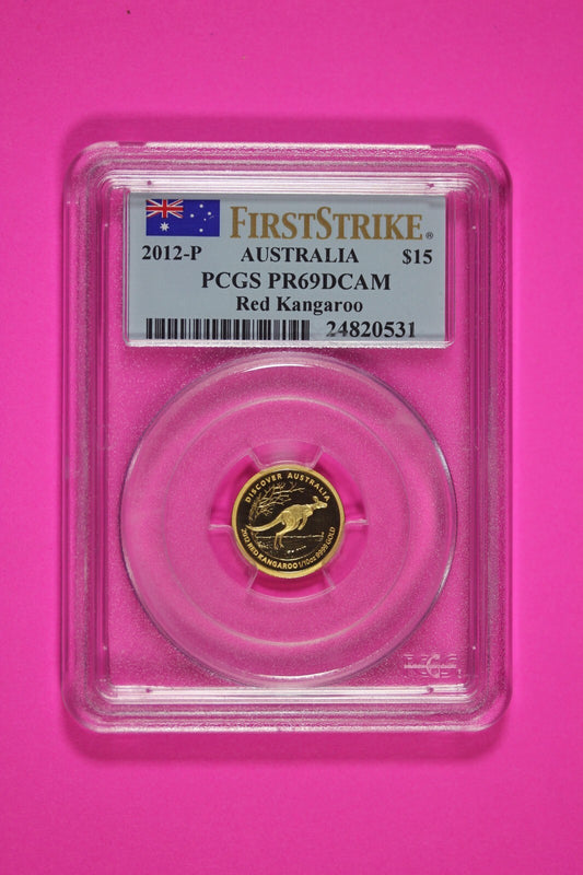 2012 P PR 69 Gold 15 D  1/10 Ounce .999 Red Kangaroo PCGS Certified Graded 492
