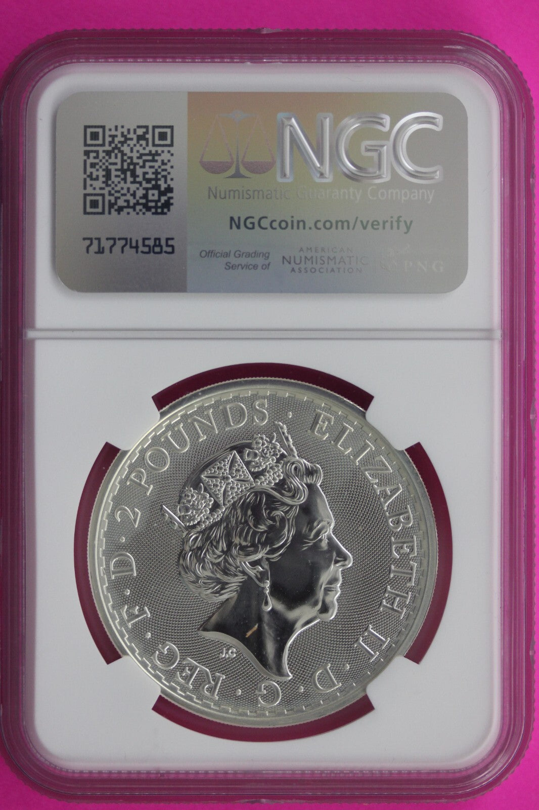 2017 MS 69 Great Britain £2 Britannia 20th Anniversary Privy NGC Graded Slab 748