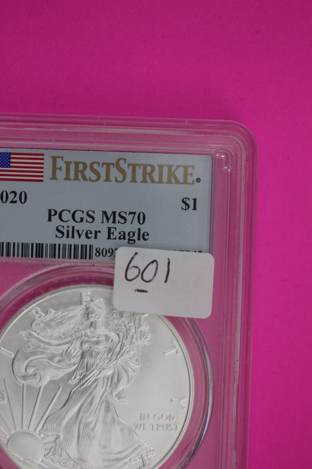 2020 MS 70 Silver Eagle Coin 1 OZ .999 PCGS Certified Graded Authentic Slab 601