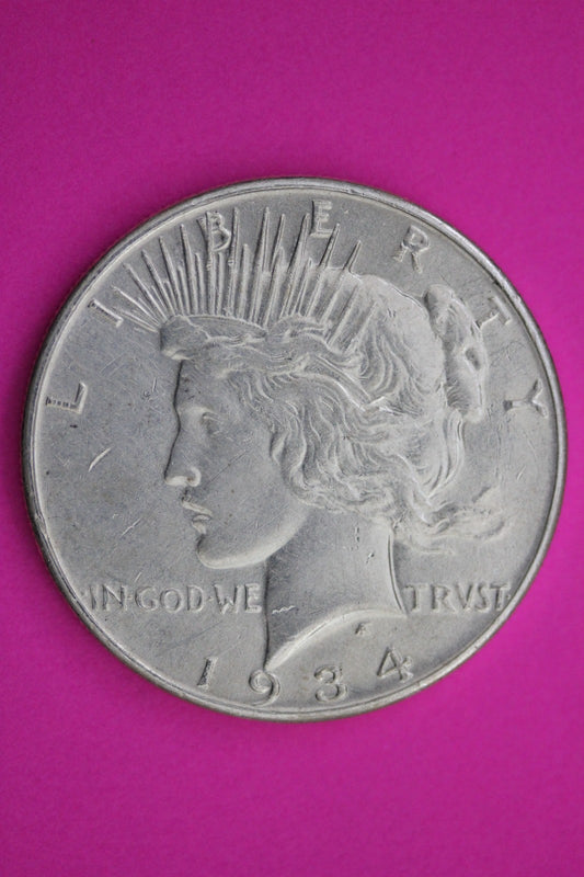 1934 P Peace Silver Dollar LIberty Coin Guaranteed Authentic U.S.A. Seller 1957