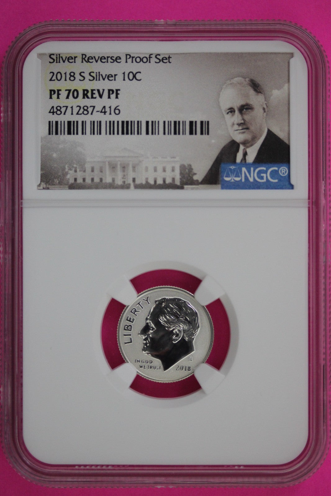 2018 S PF 70 Reverse Proof Roosevelt Silver Dime 1 Coin From a Proof Set NGC 251