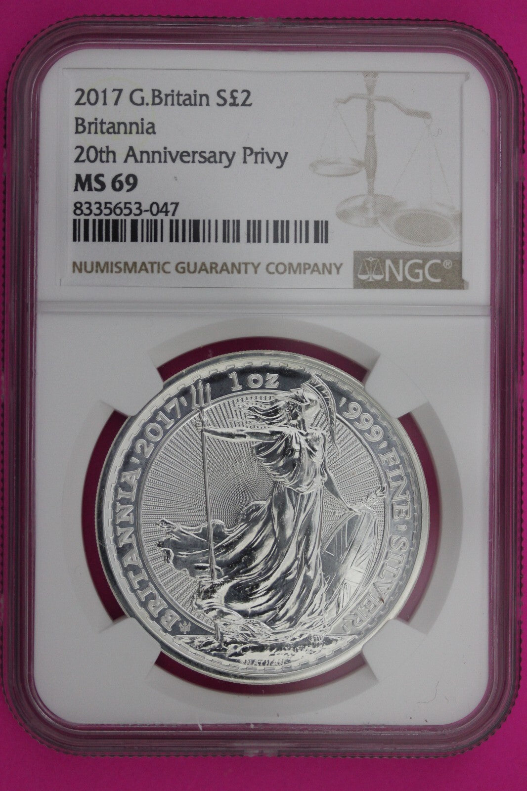 2017 MS 69 Great Britain £2 Britannia 20th Anniversary Privy NGC Graded  1170