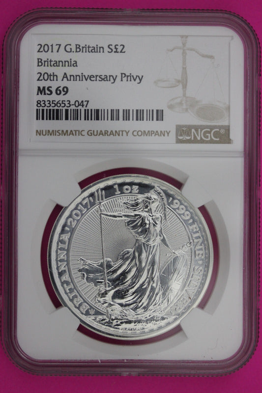 2017 MS 69 Great Britain £2 Britannia 20th Anniversary Privy NGC Graded  1170