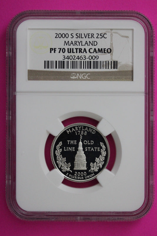 2000 S PF 70 Maryland Silver State Quarter NGC Certified Authentic Slab 407