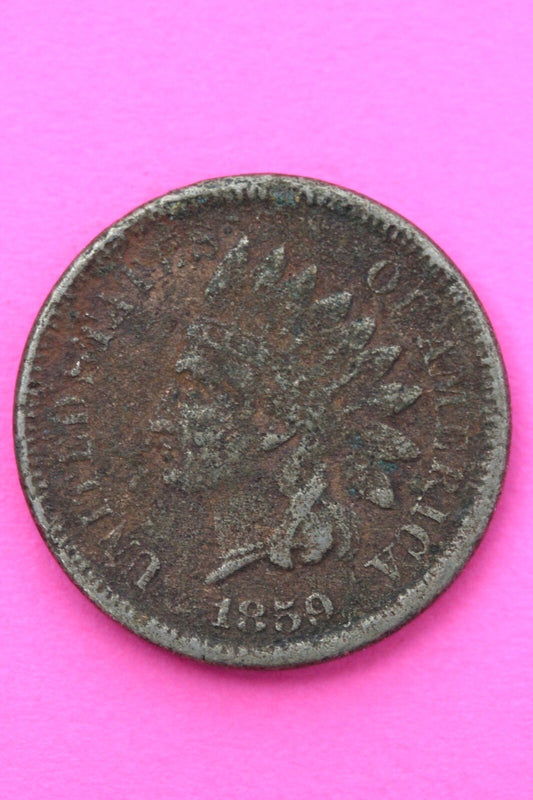 1859 Copper Nickel Indian Head Cent Penny Exact Early Type Coin Pictured 153