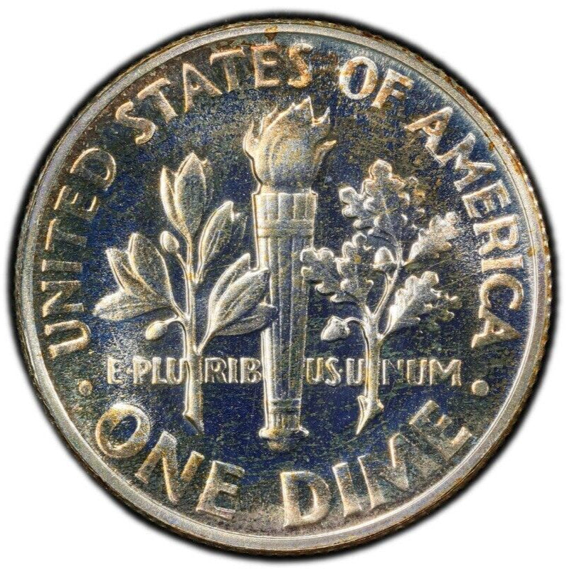 Toned 1954 PR 66 Silver Roosevelt Dime PCGS Graded Authentic Certified 410