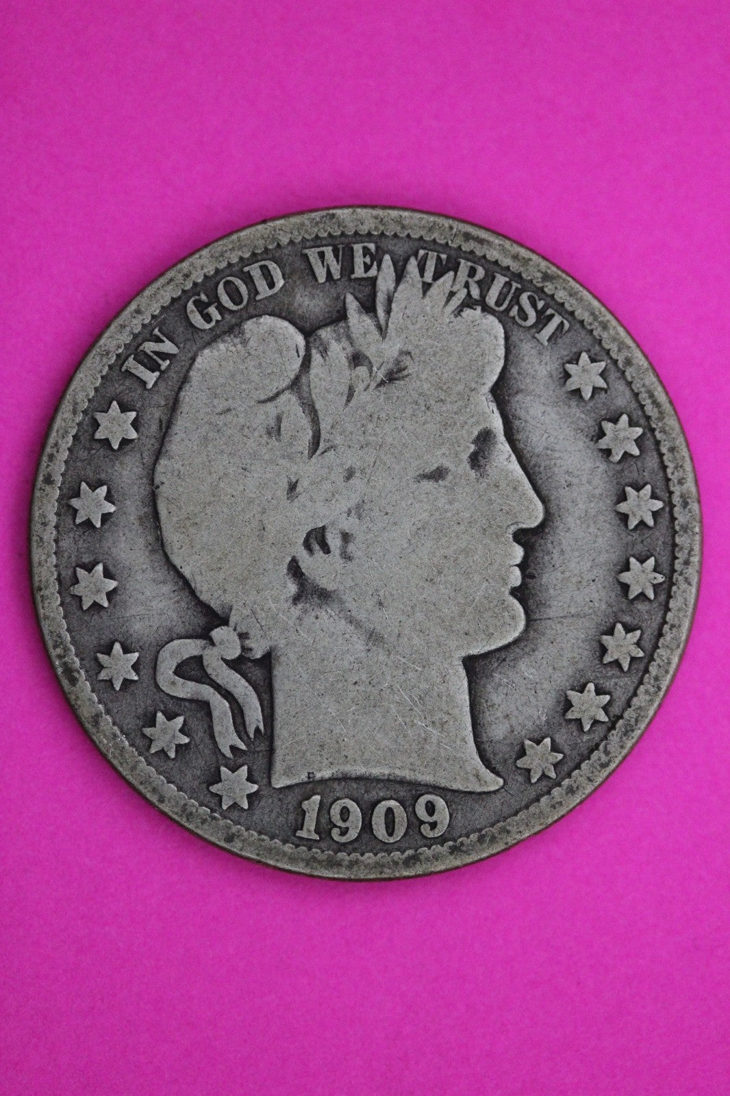 1909 O Barber Liberty Silver Half Dollar Guaranteed Authentic Genuine Coin 2287