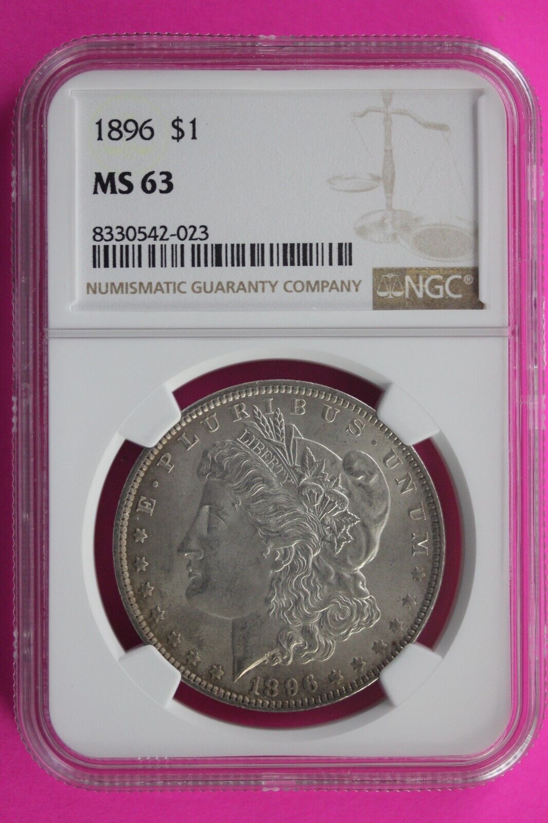 1896 P MS 63 Liberty Morgan Silver Dollar NGC Certified Graded Slab 436