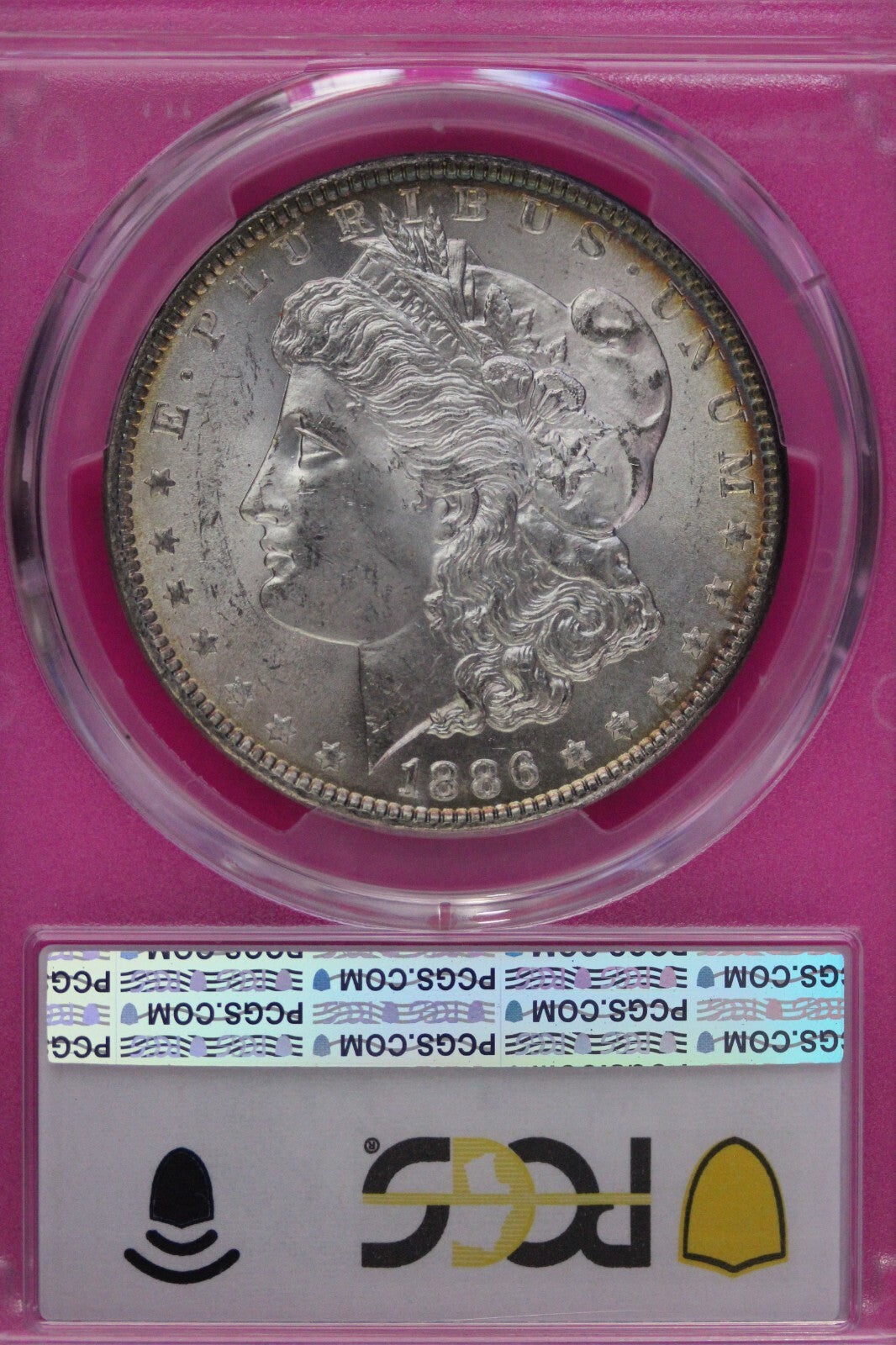 Toned 1886 P MS 64 Morgan Silver Dollar PCGS Graded Certified Authentic Slab 230
