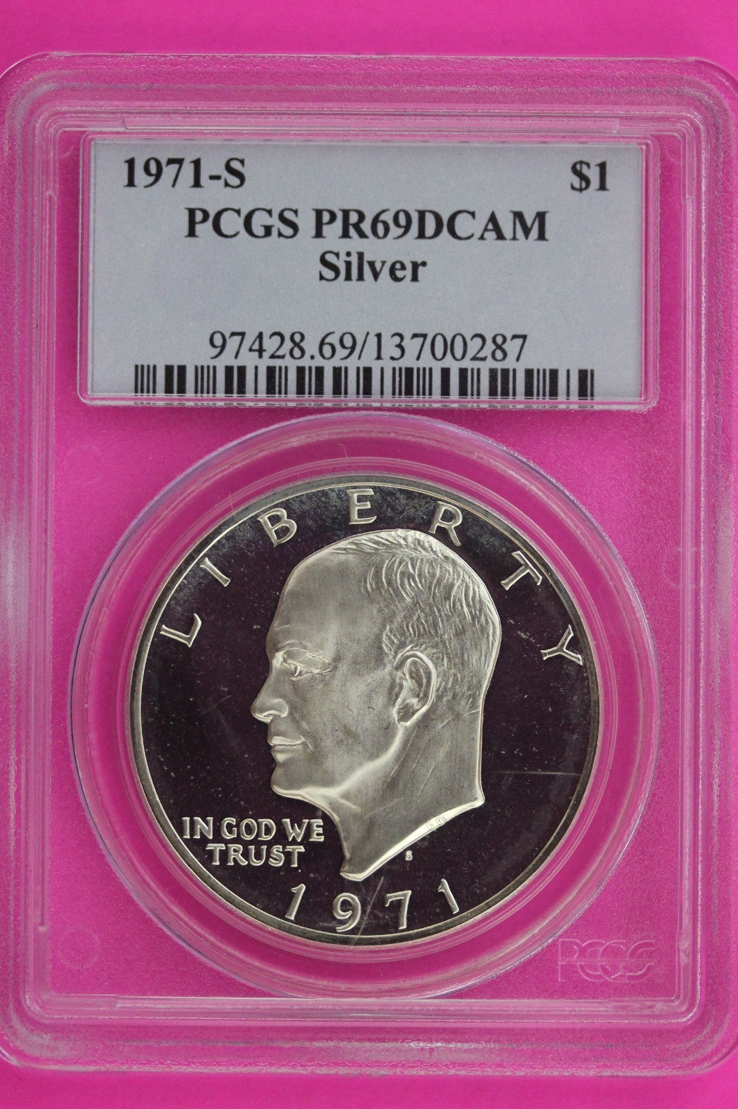 1971 S PR 69 DCAM Silver Ike Eisenhower Dollar PCGS Certified Authentic Slab 992