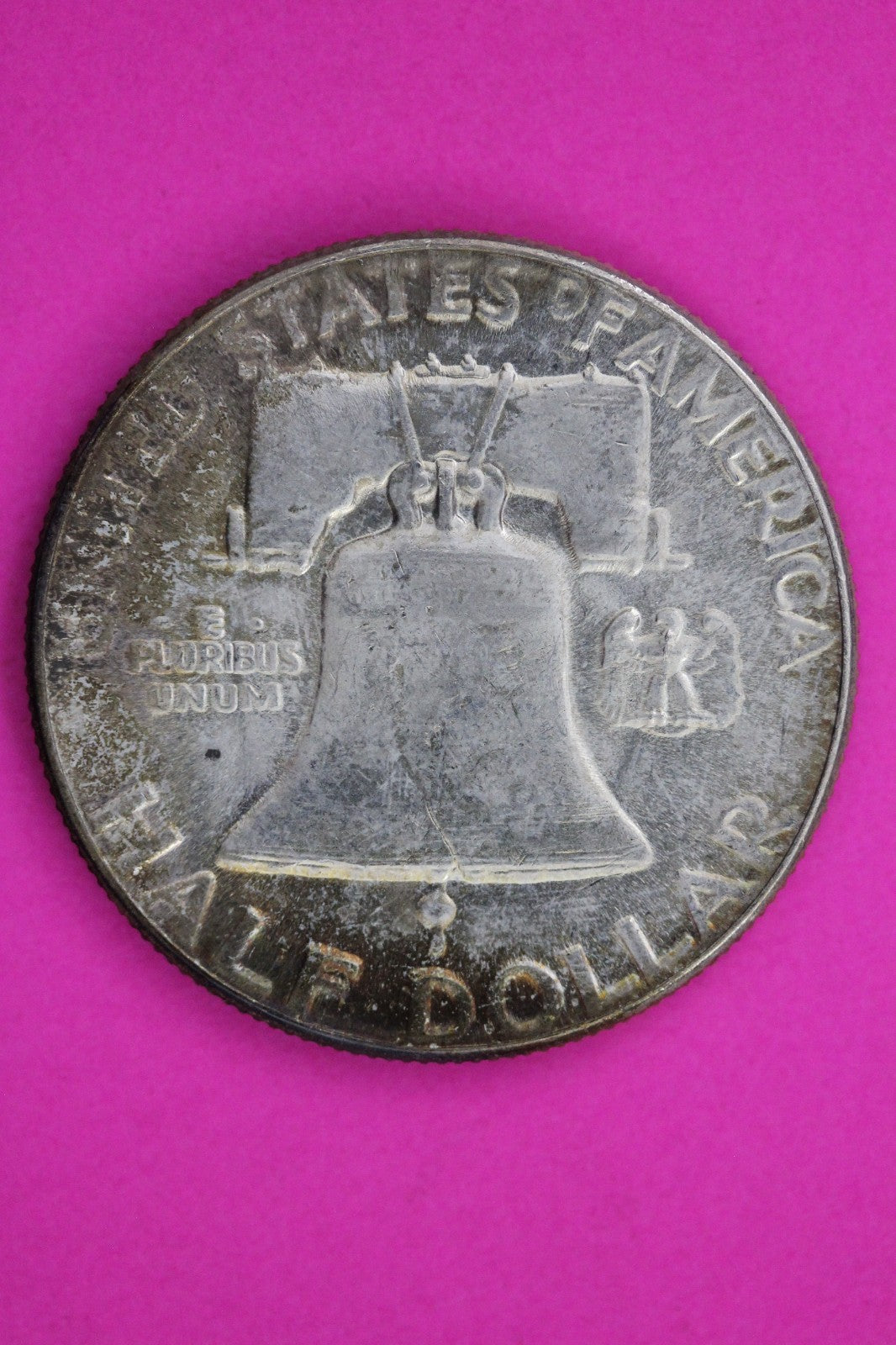 Mint Error 1954 P Die Break at Bell Ben Franklin Half Dollar Silver Coin 1793