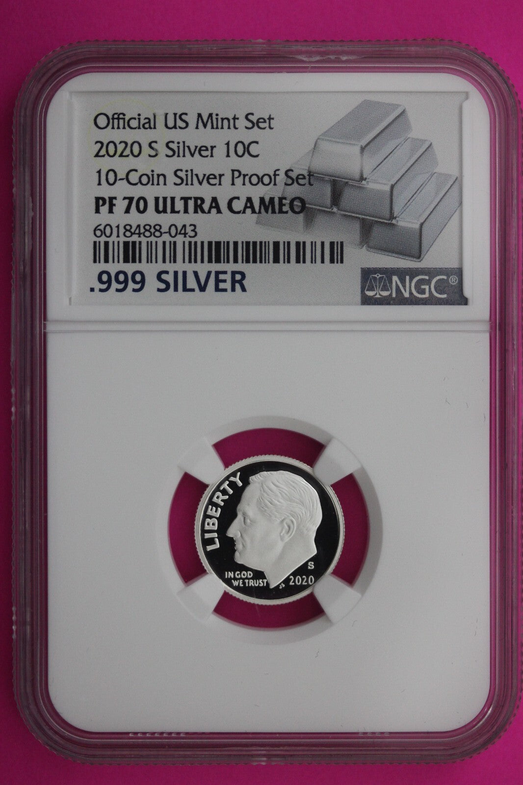 2020 S PF 70 Roosevelt Silver Dime NGC Graded From Official 10 Coin Mint Set 380