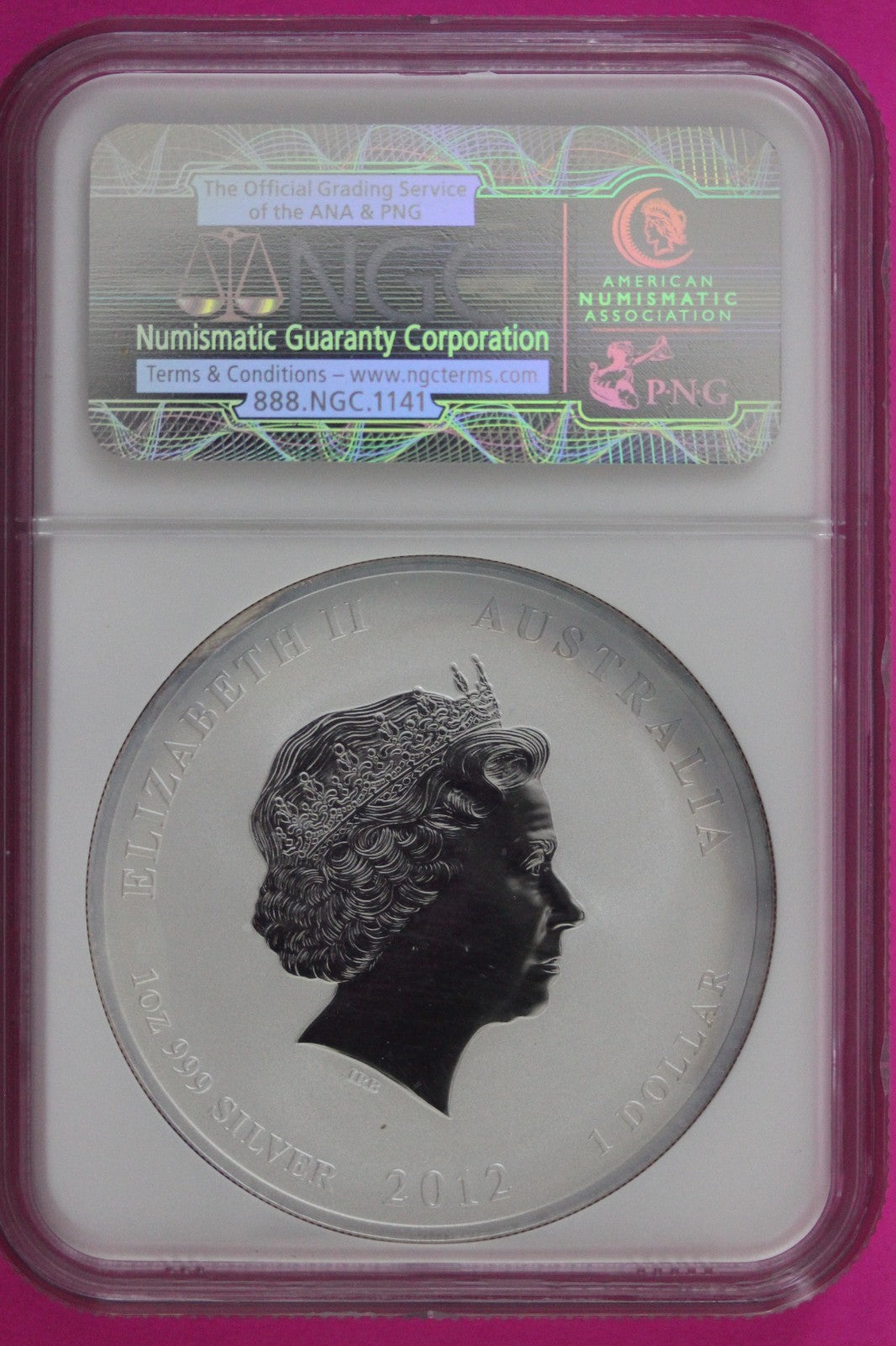 2012 P MS 69 Colorized Australia Year Of The Dragon $1 Silver Coin NGC Slab 973