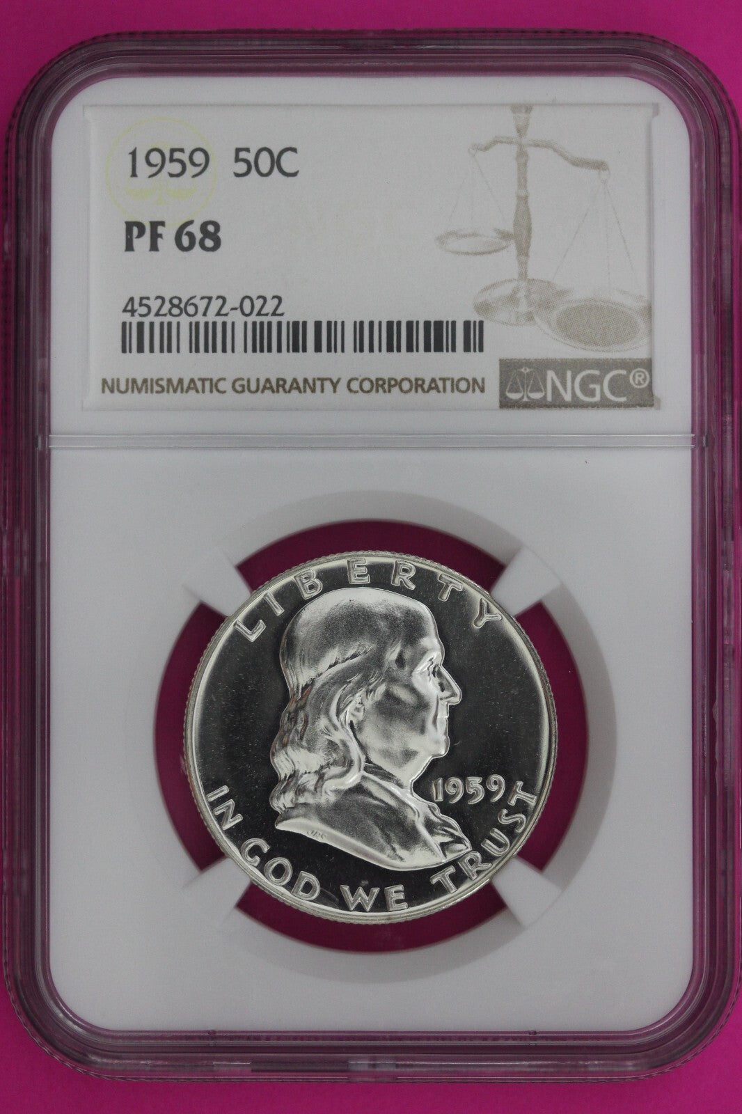 1959 PF 68 Ben Franklin Half Dollar NGC Graded Certified Authentic Slab 1131