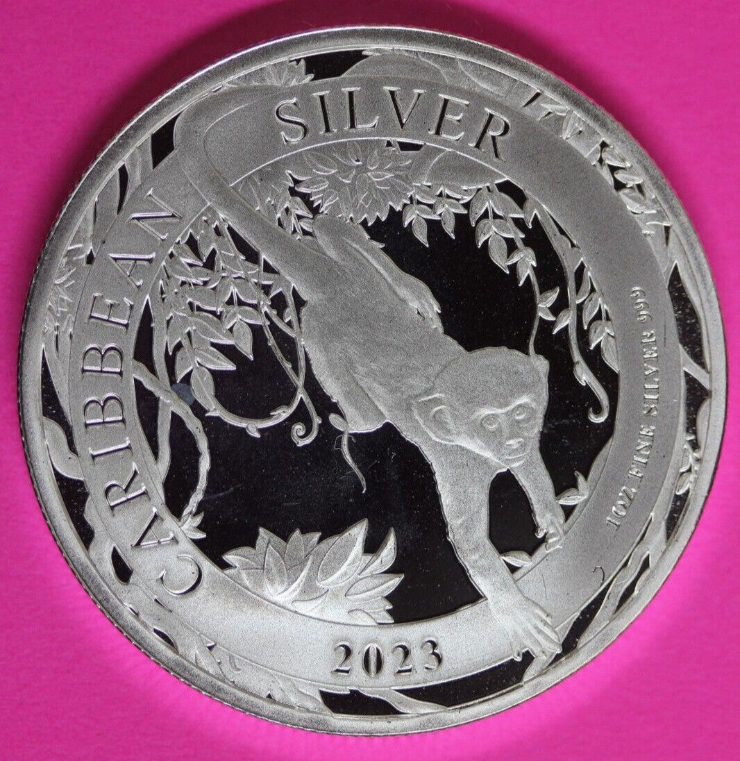 Gem BU 2023 Barbados Monkey 1 OZ Silver Coin .999 Fine $1.00 Same Coin In Pic 31