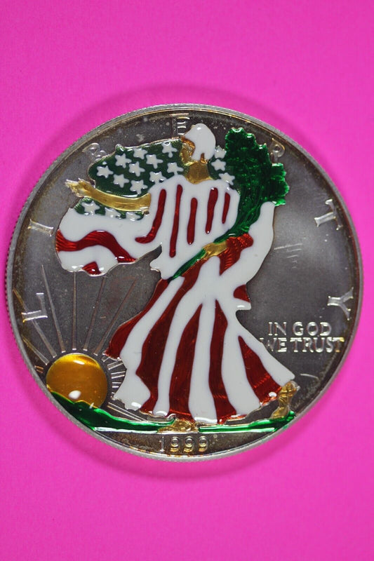 Colorized 1999 American Silver Eagle 1 Ounce .999 Fine Exact Coin Shown 157