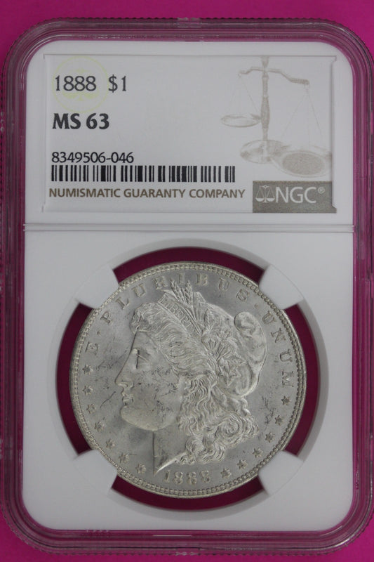 1888 P MS 63 Liberty Morgan Silver Dollar NGC Certified Graded Authentic 1005