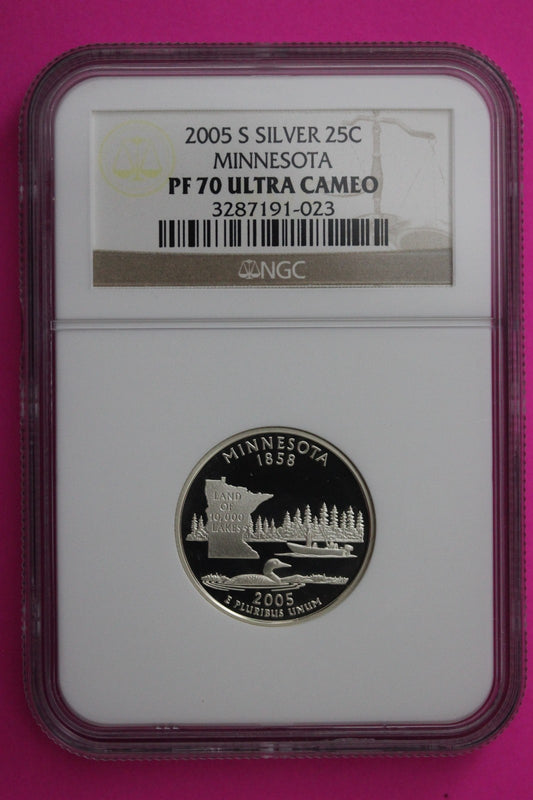 2005 S PF 70 Minnesota Silver State Quarter NGC Certified Authentic Slab 443