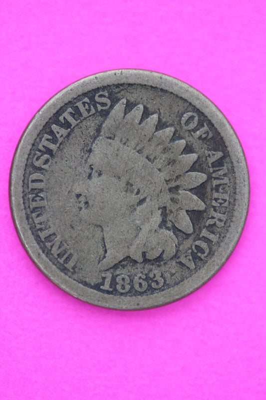 1863 Copper Nickel Indian Head Cent Penny Exact Early Type Coin Pictured 193