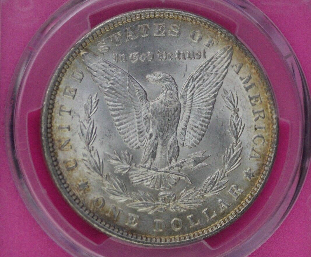 Toned 1889 P MS 63 Morgan Liberty Silver Dollar PCGS Certified Slab 33