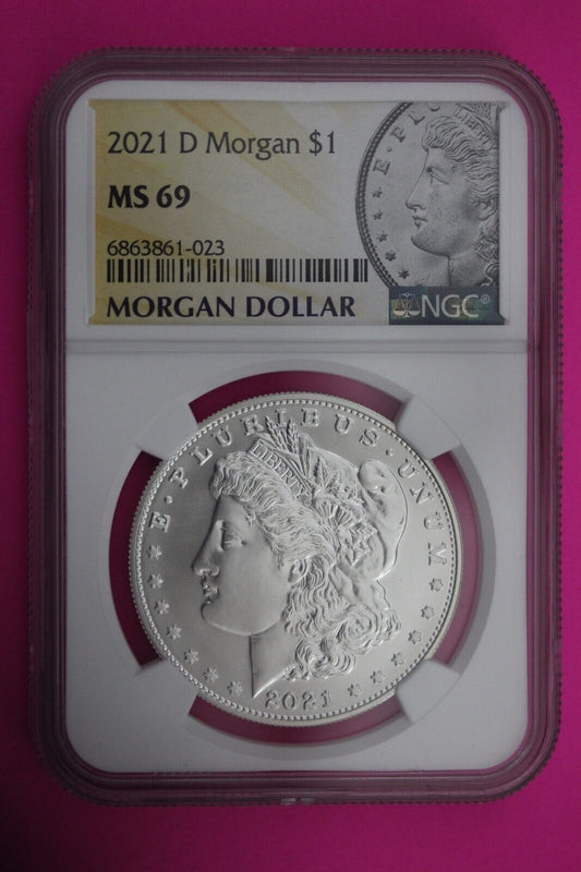 Rare 2021 D MS 69 Morgan Silver Dollar NGC Graded Certified Free Shipping 669