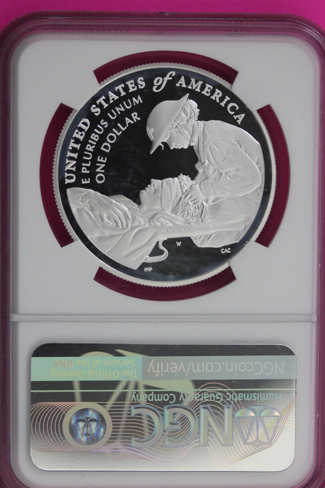 2022 W PF 69 Colorized Purple Heart Commemorative Silver Dollar NGC Graded 81