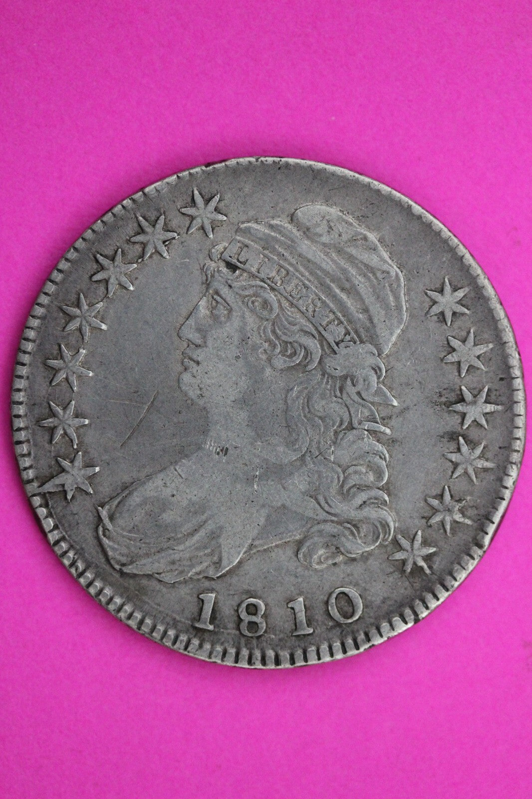 1810 Cap Bust Liberty Half Dollar Silver Semi Key Date Authentic Coin 0392N