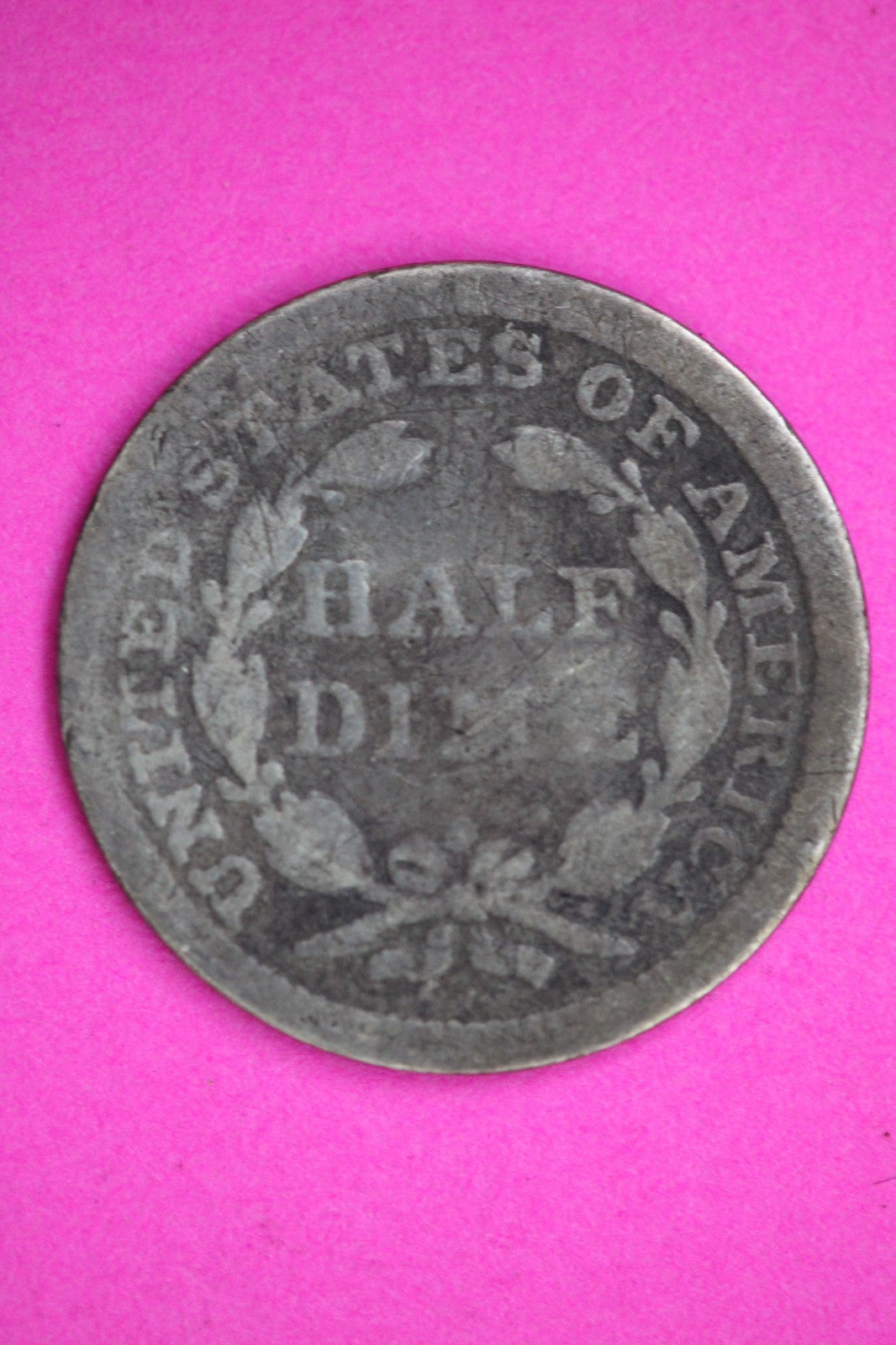 1857 P Seated Half Dime Silver Exact Coin Shown Filler Damaged Bent 2740